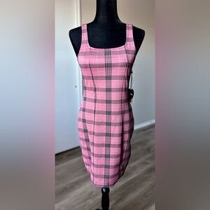 Popular Basics Pink and Black Plaid Mini Dress